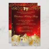 Red Gold White Bauble-kerstfeestdag Kaart (Voorkant / Achterkant)