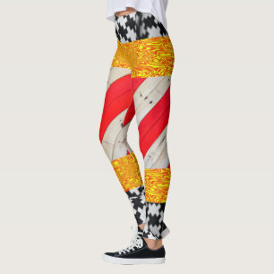 Red Gold White-Leggings Leggings