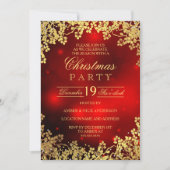 Red Gold Wreath Christmas Party Invitation (Devant)