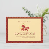 Red & Gold Year of Horse Feestdagenkaart (Staand voorkant)