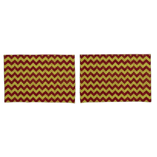 Red & Gold Zig Zag Glitter Kussensloop (Voorkant-Set)