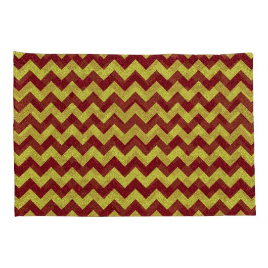 Red & Gold Zig Zag Glitter Kussensloop (Achterkant-Rechts)