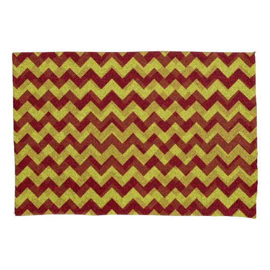 Red & Gold Zig Zag Glitter Kussensloop (Voorkant-Links)
