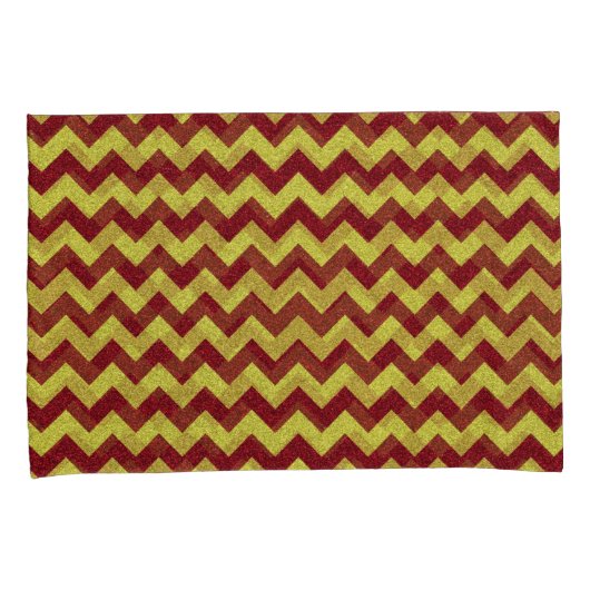 Red & Gold Zig Zag Glitter Kussensloop (Voorkant-Rechts)