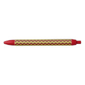 Red & Gold Zig Zag Glitter Zwarte Inkt Pen (Voorkant)