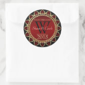 Red Gold Zonnebloem Monogram Save the Date Sticker (Tas)