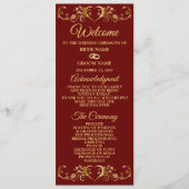 Red Golden Geometric Elegant Wedding  Programma (Voorkant)