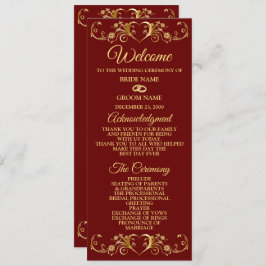 Red Golden Geometric Elegant Wedding  Programma