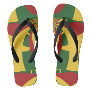 Red Golden Green Rasta Colors Design Teenslippers