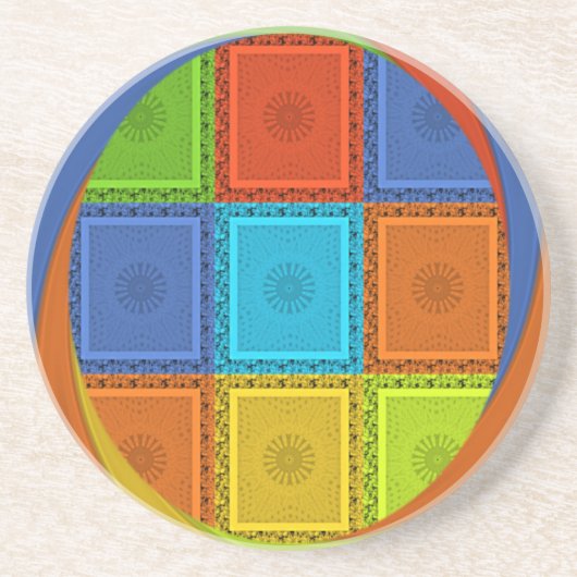 Red Golden Green Squal Curve Zandsteen Onderzetter (Voorkant)