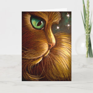 RED GOLDEN PERSIAN CAT HOLIDAY KAART