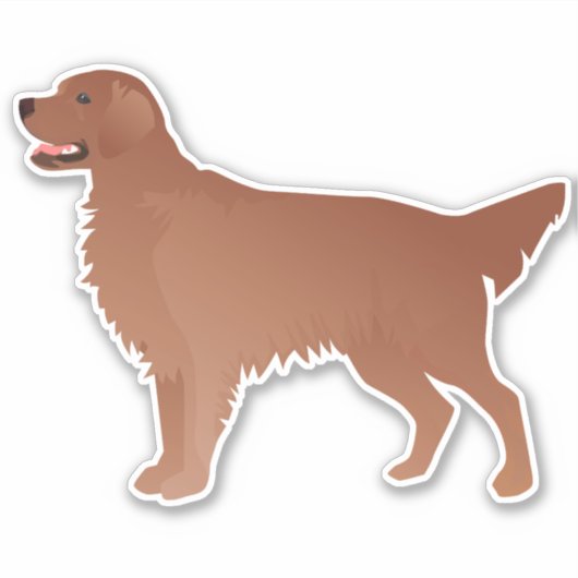 Red Golden Retriever — bruine platte beklede retro Sticker (Voorkant)