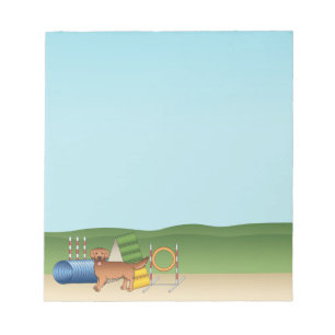 Red Golden Retriever Dog met behendigingsapparatuu Notitieblok