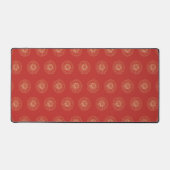 Red | Golden Zinnia Flower Medallions Bureaumat (Voorkant)