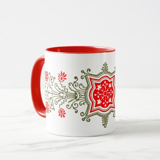 Red Golds Floral Art Café Mug (Devant gauche)