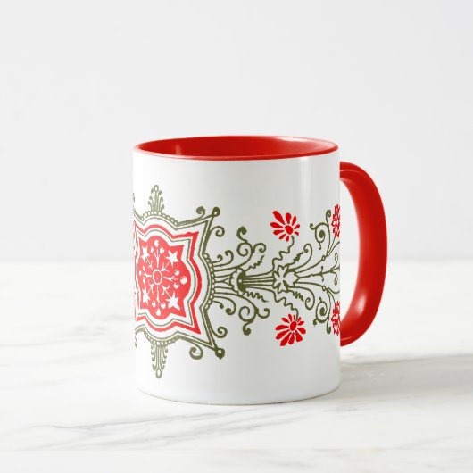 Red Golds Floral Art Koffie Mok (Voorkant rechts)
