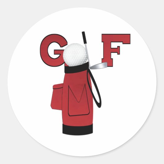 Red Golf Bag Golf Ronde Sticker (Voorkant)