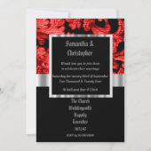 Red Gothic damask wedding photo invitation (Devant)