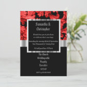 Red Gothic damask wedding photo invitation (Debout devant)