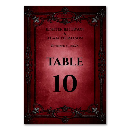 Red Gothic Halloween Alternative Wedding Kaart (Voorkant)