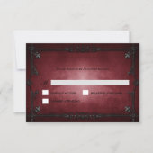 Red Gothic Halloween Alternative Wedding RSVP Card (Devant)