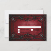 Red Gothic Halloween Alternative Wedding RSVP Card (Devant)