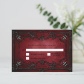 Red Gothic Halloween Alternative Wedding RSVP Card (Debout devant)