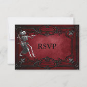 Red Gothic Halloween Alternative Wedding RSVP Card (Dos)