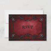 Red Gothic Halloween Alternative Wedding RSVP Card (Dos)
