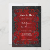 Red Gothic halloween wedding save the date Aankondiging (Voorkant)