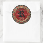 Red Gothic Hearts Monogram sparen de Sticker van d (Tas)