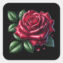Red Gothic Rose Vierkante Sticker