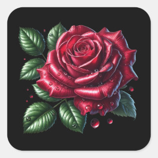 Red Gothic Rose Vierkante Sticker