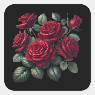 Red Gothic Roses Vierkante Sticker