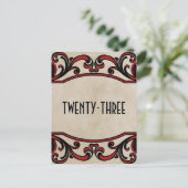 Red Gothic Swirls Numéro de table Carte postale (Debout devant)
