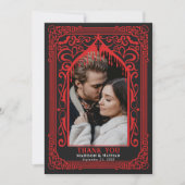 Red Gothic Vampire Cathedral Photo Wedding Bedankkaart (Voorkant)