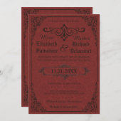 Red Gothic Victoriaans Damask Save the Dates Save The Date (Voorkant / Achterkant)