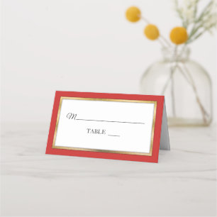 Red Goud Witte Eenvoudige Elegante Plaatskaart