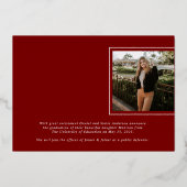 Red Grad Casquette Photo Foil Faire-part de gradua (Verso)