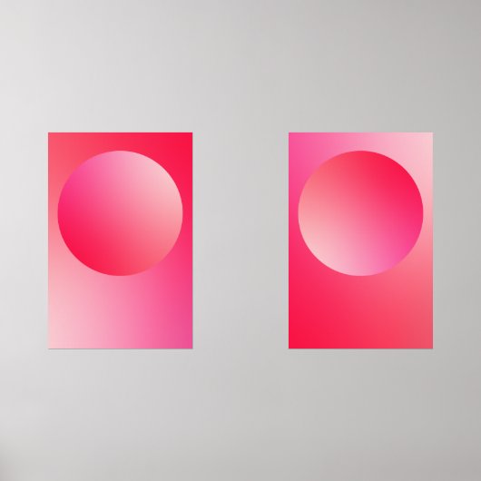 Red Gradient Circle Vignette Abstract Design Muurkunst Sets (Voorkant)