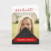 Red Graduate Script Modern Photo Invitation (Devant)
