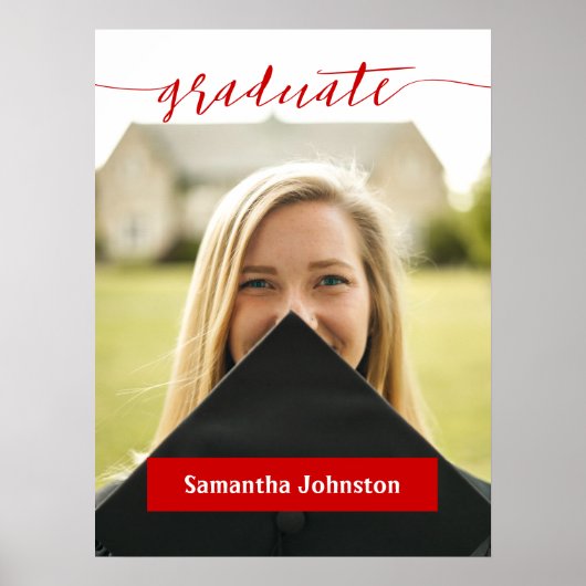 Red Graduate Script Modern Photo Poster (Devant)