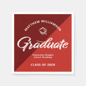 Red Graduation Bold Retro Script Cap Icon Minimal Servet (Voorkant)