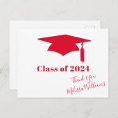 Red Graduation Cap - Hartelijk dank Briefkaart (Voorkant / Achterkant)