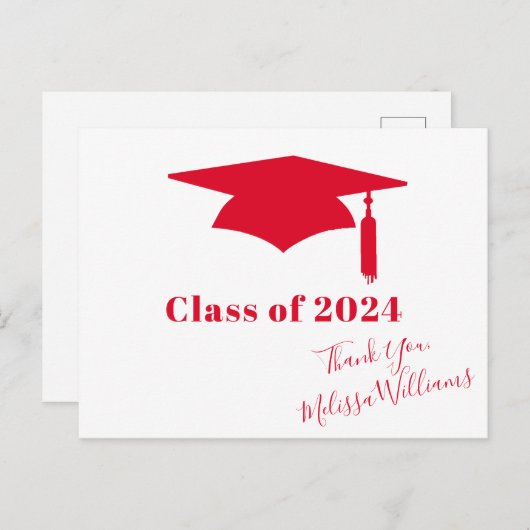 Red Graduation Cap - Hartelijk dank Briefkaart (Voorkant / Achterkant)