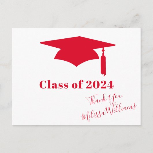 Red Graduation Cap - Hartelijk dank Briefkaart (Voorkant)