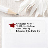 Red Graduation Cap, Tassel Return Address Labels (Insitu)