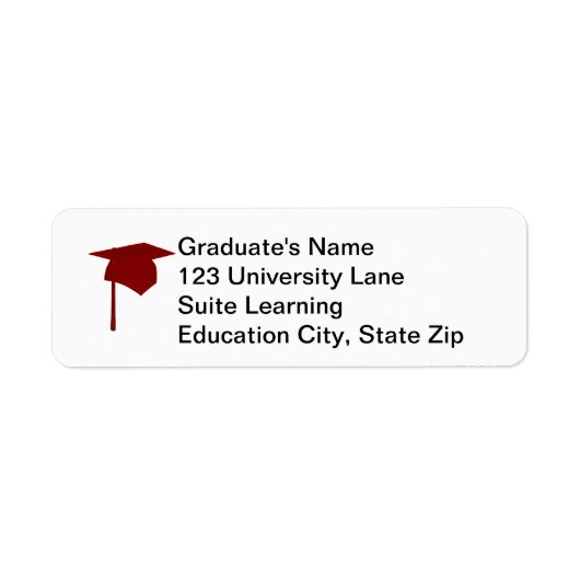 Red Graduation Cap, Tassel Return Address Labels (Voorkant)