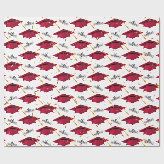 Red Graduation Caps with Diplomas Cadeaupapier (Vlak)