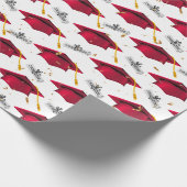 Red Graduation Caps with Diplomas Cadeaupapier (Hoek)